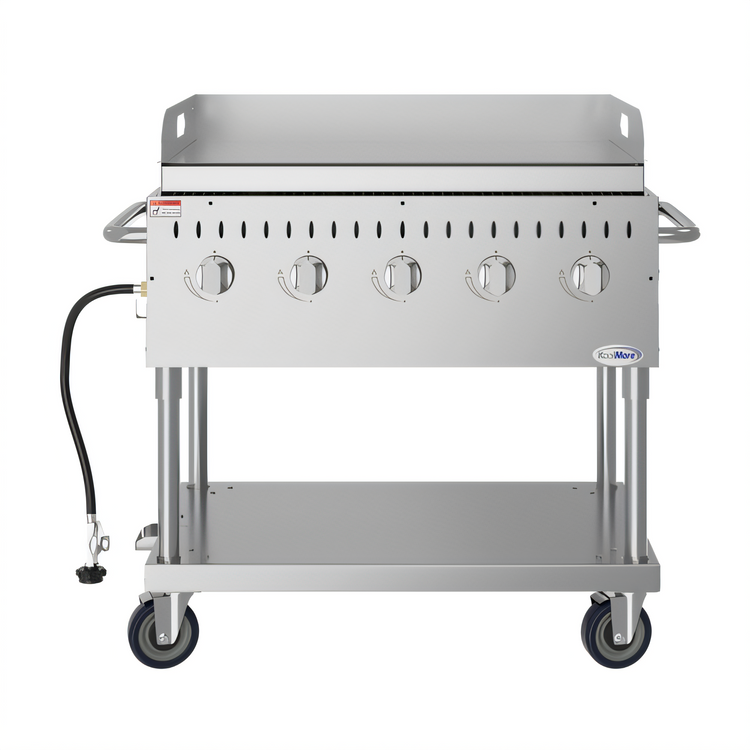 Product image #1 for KoolMore 5-Burner Mobile Propane Outdoor Charbroiler Grill with Griddle Plate and Grates