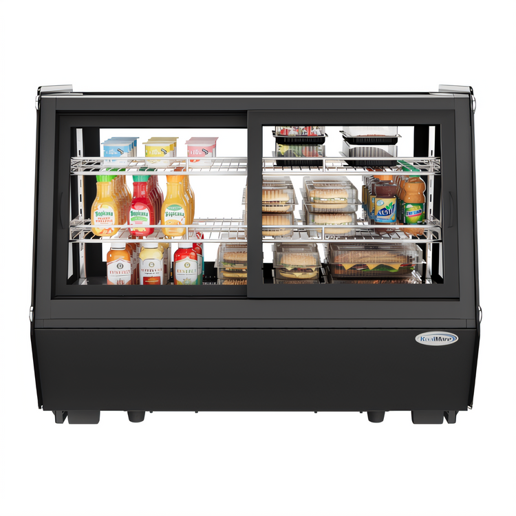 Product image #1 for KoolMore 35-Inch Countertop Self-Service Refrigerated Display Case with Sliding Glass Doors, Black
