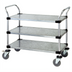 Thumbnail image #1 for Quantum 304 Stainless Steel Utility Cart with 2 Wire Shelves and 1 Solid Shelf, 48 x 24 x 37-1/2 Inches