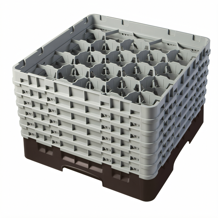 Product image #1 for Cambro Camrack® Full-Size 20-Compartment Brown Glass Rack with 6 Extenders, 11-3/4-Inch Height
