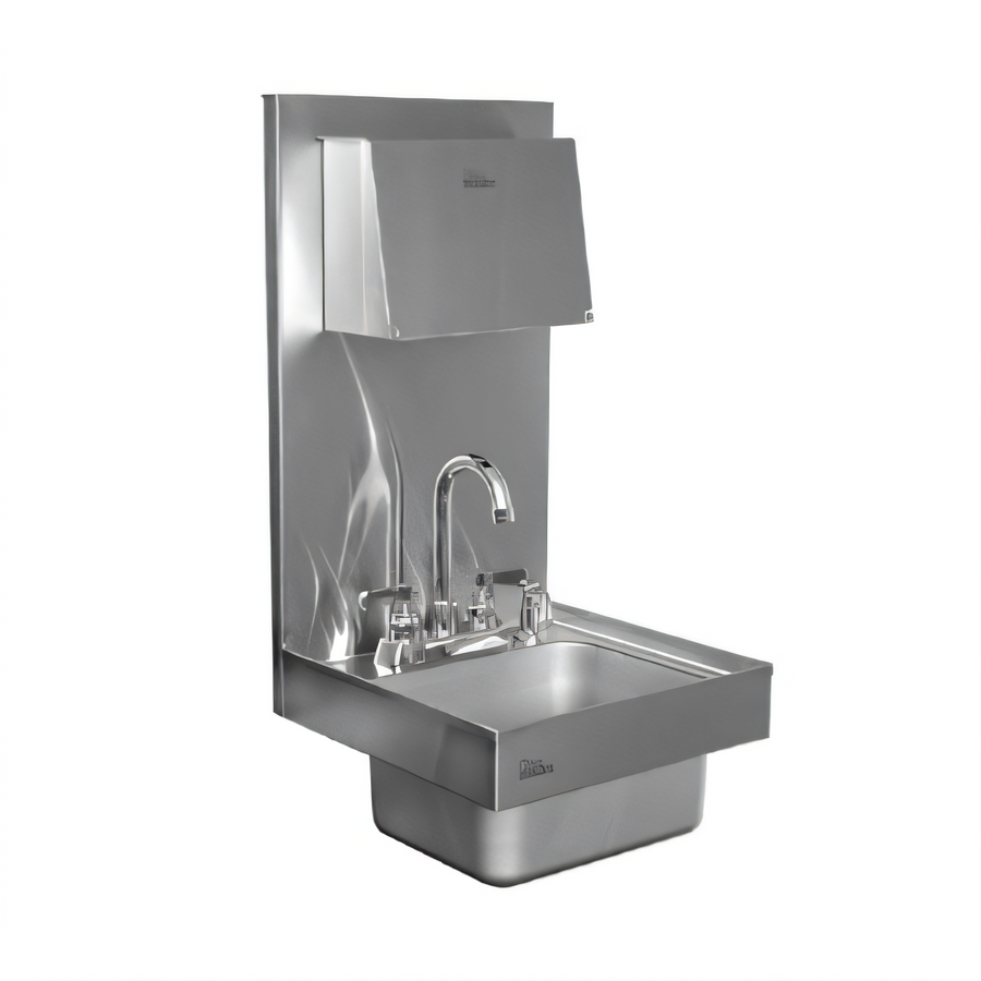 Product image #1 for Glastender Stainless Steel Wall-Mount Hand Wash Sink with Faucet, Soap & Towel Dispenser
