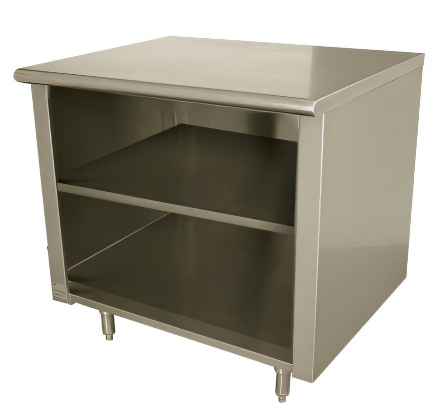 Product image #1 for Advance Tabco Special Value Economy Stainless Steel Open Front Cabinet Base Work Table with Mid-Shelf, 60"W x 30"D