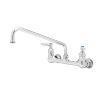 T&S Brass Double Pantry Wall-Mount Mixing Faucet with 12-Inch Swing Nozzle, 8-Inch Centers