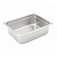 Winco SPJH-204 1/2 Size Solid Steam Table Pan, 4-Inch Deep, 22-Gauge Heavy Weight Stainless Steel