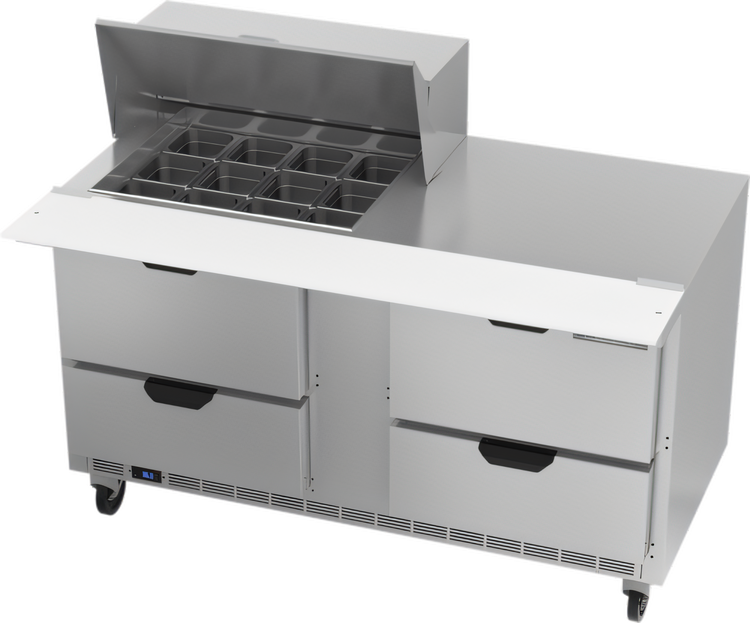 Product image #1 for Beverage-Air Two-Section Mega Top Refrigerated Prep Table with 4 Drawers, 12-Pan Top, 60-Inch