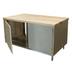 Thumbnail image #1 for BK Resources Dual-Access Chef Table with Hard Maple Top, Stainless Steel Cabinet Base, and Locking Hinged Doors, 60 x 36 Inches