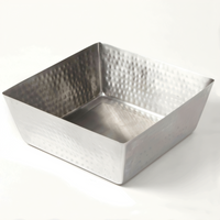 American Metalcraft 254 oz Square Stainless Steel Hammered Finish Mixing Bowl
