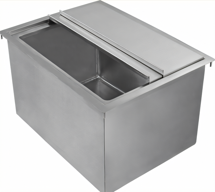 Product image #1 for Klinger's Trading Drop-In Insulated Stainless Steel Ice Bin, 36 x 18 in., 115 lb. Capacity