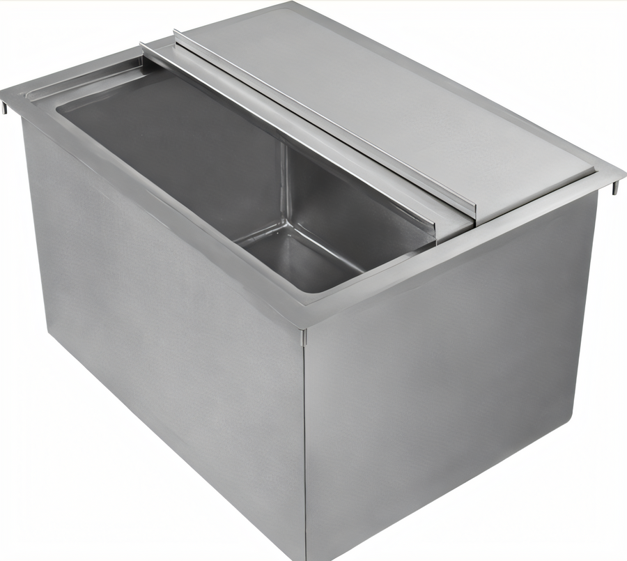 Product image #1 for Klinger's Trading Drop-In Insulated Stainless Steel Ice Bin, 36 x 18 in., 115 lb. Capacity