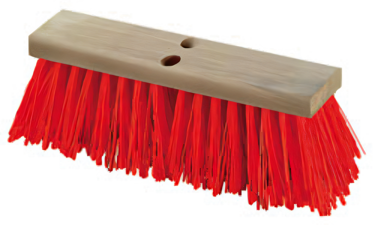 Product image #1 for Flo-Pac Street Sweep Heavy-Duty Push Broom Head, 16 Inch Hardwood Block, Orange Polypropylene Bristles, No Handle