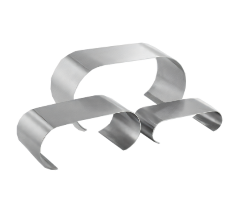 Product image #1 for 3-Piece Stainless Steel Buffet Riser Set with Curled Ends