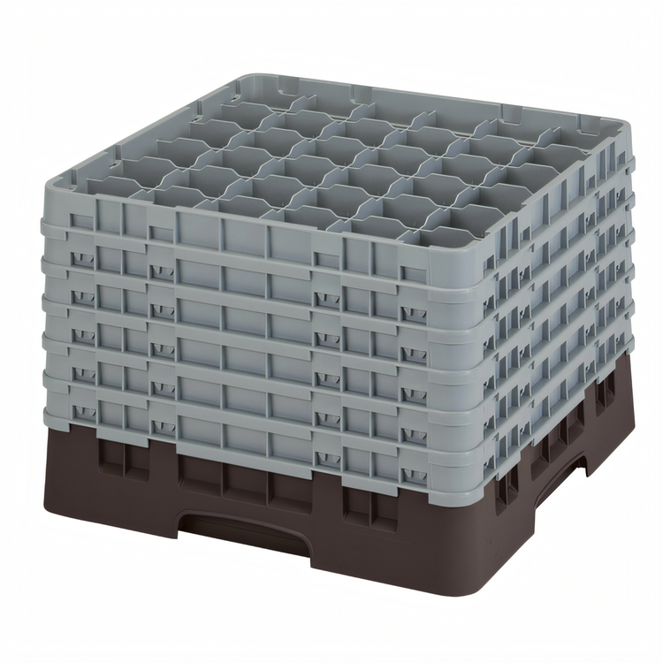 Product image #2 for Cambro Camrack 36-Compartment Full-Size Low-Profile Glass Rack with 6 Soft Gray Extenders
