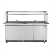Koolmore 70-3/5 Inch Wide 3-Door Commercial Refrigerated Prep Table with Sneeze Guard and Buffet Slide