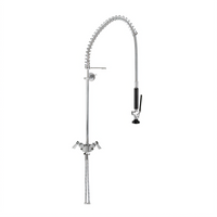 Fisher Stainless Steel Deck Mount Pre-Rinse Assembly with Single-Deck Dual Control Valve, Flexible Gooseneck, 21-Inch Riser, 36-Inch Hose and Ultra-Spray/Plus Spray Valve