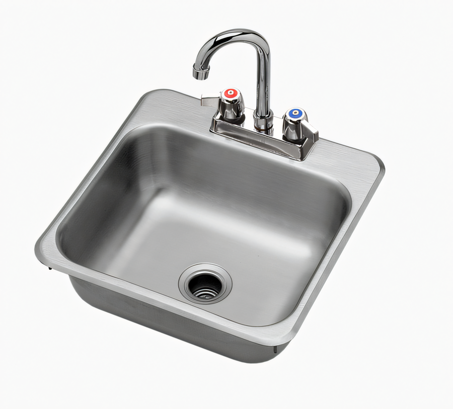 Product image #1 for Krowne 15" x 15" Drop-In Stainless Steel Hand Wash Sink with Faucet and 1-1/2" Drain