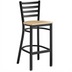 Thumbnail image #1 for Commercial Bar Height Metal Ladder Back Chair with Natural Wood Seat