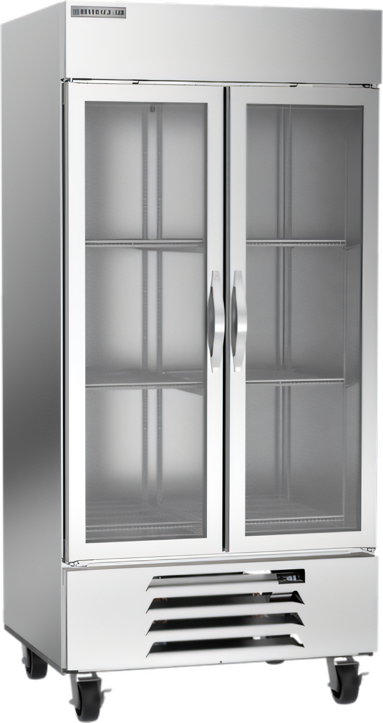 Product image #1 for Beverage-Air Horizon Series Two-Section Reach-In Freezer with Dual Glass Display Doors, 35.08 Cu. Ft., Bottom-Mounted Self-Contained Refrigeration