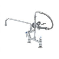 T&S Brass 8-Inch Centers Deck-Mount Add-On Mixing Faucet with 12-Inch Swing Nozzle, 20-Inch Hose, and 1.15 GPM Spray Valve