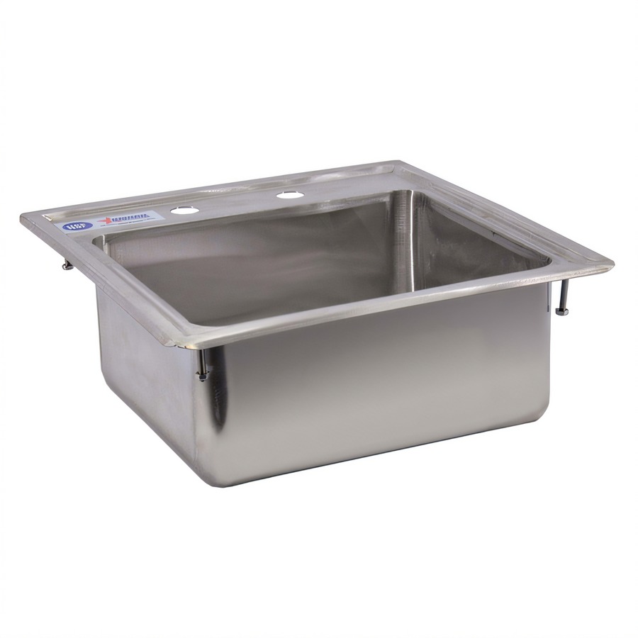 Product image #1 for Omcan USA 1-Compartment Drop-In Self-Rimming Sink with 3-1/2 Inch Drain Basket, Stainless Steel, 12-1/4 x 10-1/4 x 5-1/2 Inches