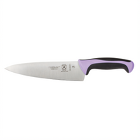 Mercer Culinary Millennia Colors 8-Inch Stamped Chef's Knife, High Carbon Japanese Steel, Purple Handle