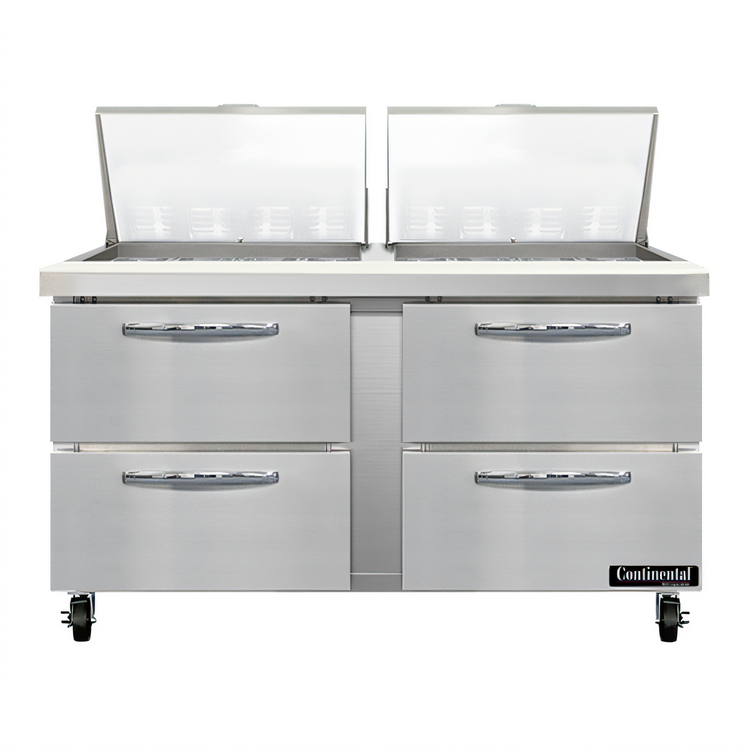 Product image #1 for Mighty Top 60" Two-Section Refrigerated Sandwich Prep Table with 4 Drawers