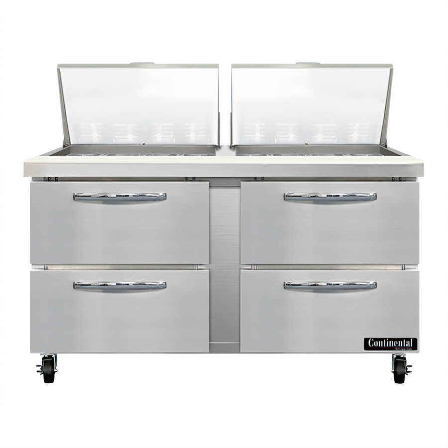 Product image #1 for Mighty Top 60" Two-Section Refrigerated Sandwich Prep Table with 4 Drawers
