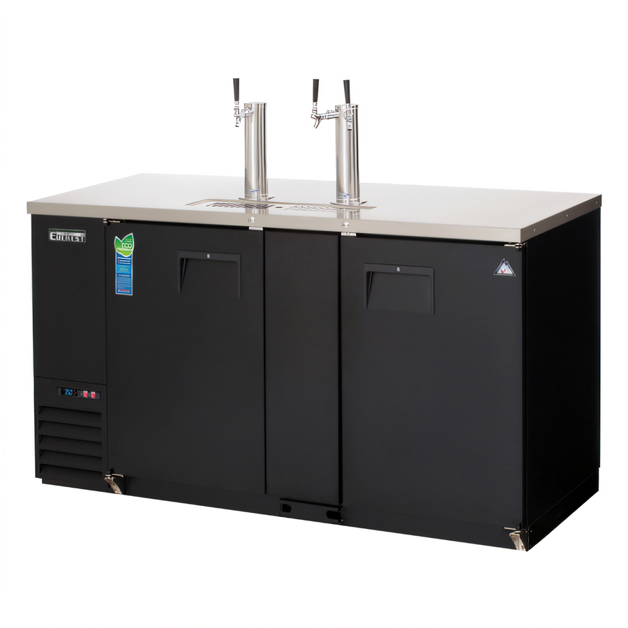 Product image #1 for Everest Refrigeration Two-Section Direct Draw Keg Refrigerator with 2 Draft Towers, 68-Inch Wide, 20 Cu. Ft., 3 Half-Barrel Keg Capacity