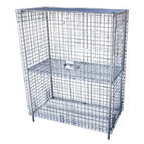 Thumbnail image #1 for Serv-Ware SC36SL-CWP Chrome Wire Security Cage Shelving Unit with Lockable Double Doors, 3 Shelves, 36"W x 25.6"D x 69.4"H