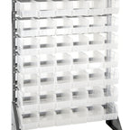Thumbnail image #1 for Quantum QRU-16S-230-48CL Single-Sided Rail Rack Storage System with 16 Rails, 48 Clear Bins, 600 lb Capacity, 36W x 15D x 53H
