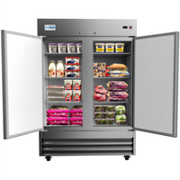 KoolMore 54-Inch Two-Section Reach-In Refrigerator, 47 Cu. Ft., Bottom-Mount, Stainless Steel