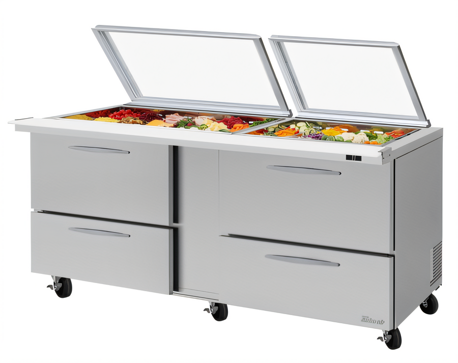 Product image #1 for Turbo Air PRO Series 2-Section Mega Top Sandwich/Salad Prep Table with Glass Lid