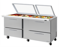 Turbo Air PRO Series 2-Section Mega Top Sandwich/Salad Prep Table with Glass Lid