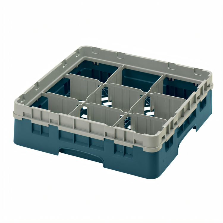 Product image #2 for Cambro Camrack Full Size 9-Compartment Teal Glass Rack with Soft Gray Extender