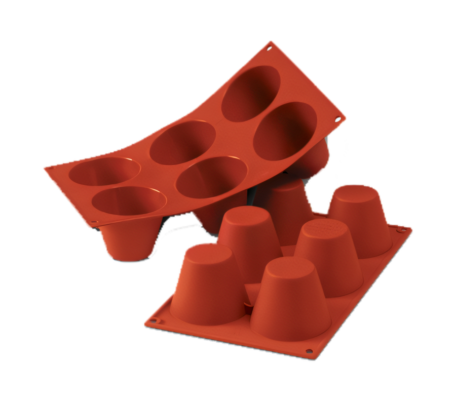 Product image #1 for Silikomart 6-Cavity Silicone Muffin Mold, Red, 7 x 11-3/4 Inch