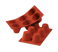 Silikomart 6-Cavity Silicone Muffin Mold, Red, 7 x 11-3/4 Inch