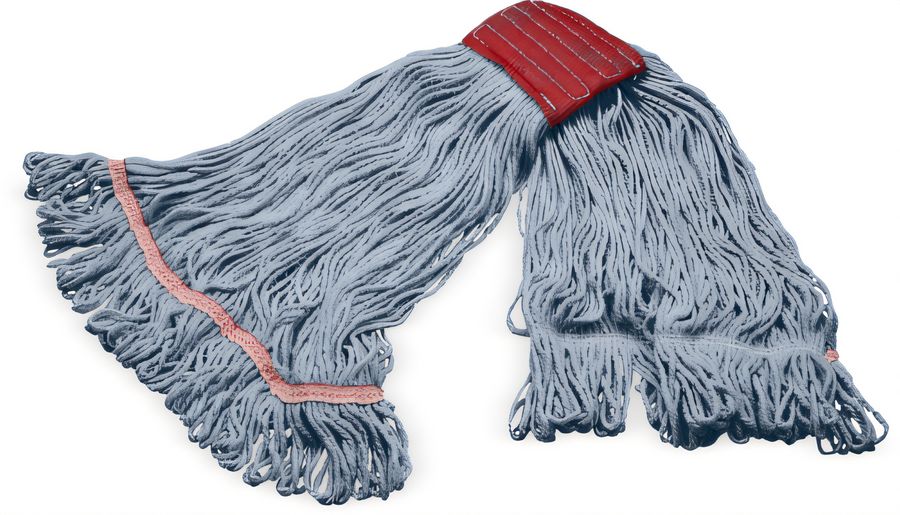 Product image #1 for Carlisle Grease Release Large Looped-End Wet Mop Head with Blue Yarn and 5-Inch Red Band