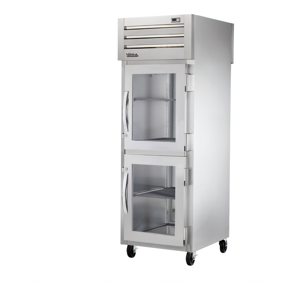 Product image #1 for True SPEC SERIES 1-Section Pass-Thru Reach-In Refrigerator with 2 Half Glass Front Doors and Solid Rear Door