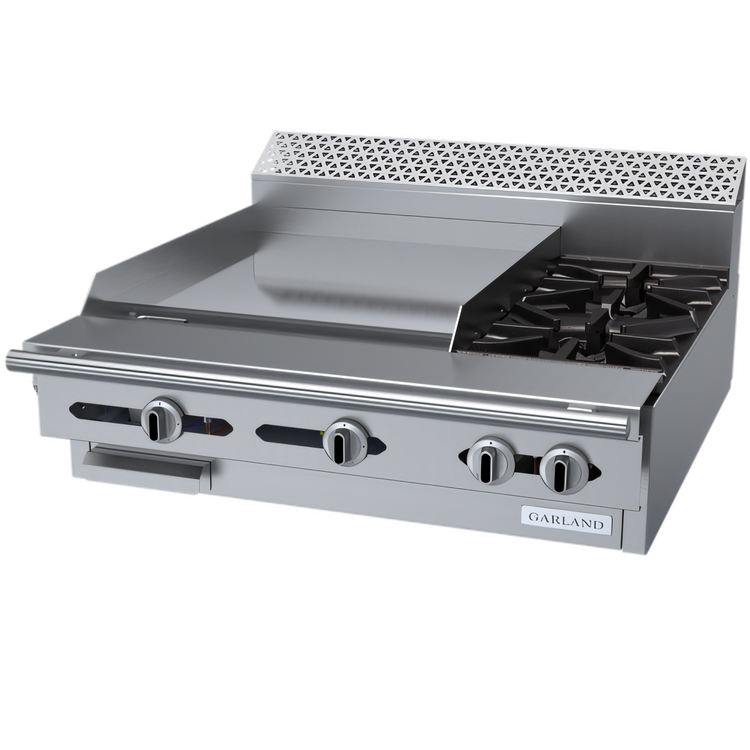 Product image #1 for Garland Cuisine Series 36-Inch Heavy Duty Gas Combination Top Range, Modular Top with 2 Open Burners and 24-Inch Griddle