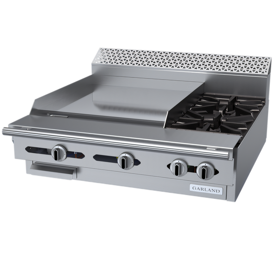 Product image #1 for Garland Cuisine Series 36-Inch Heavy Duty Gas Combination Top Range, Modular Top with 2 Open Burners and 24-Inch Griddle