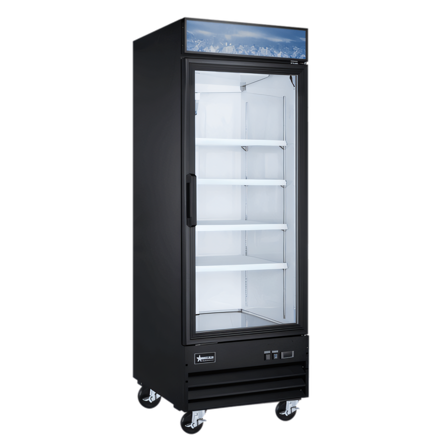 Product image #1 for Omcan USA 31-Inch One-Section Black Glass Door Reach-In Display Freezer, 23 Cu. Ft.