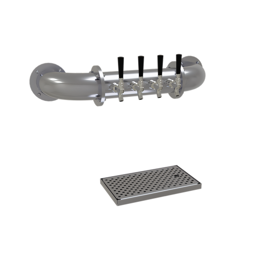Product image #1 for Glastender Pipe Wall Draft Dispensing Tower, Wall Mount, 4-Faucet, Air-Cooled, Stainless Steel