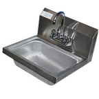 Thumbnail image #1 for Serv-Ware HS15-CWP Wall-Mounted 18-Gauge 304 Stainless Steel Hand Sink with Faucet, 14" x 10" x 5.5" Bowl and Backsplash