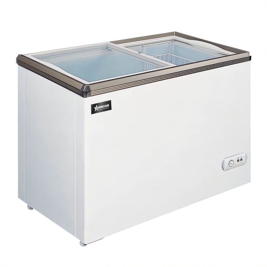 Product image #1 for Omcan 29-Inch Ice Cream Reach-In Freezer with Flat Glass Top, Sliding Doors, 5.3 Cu. Ft.