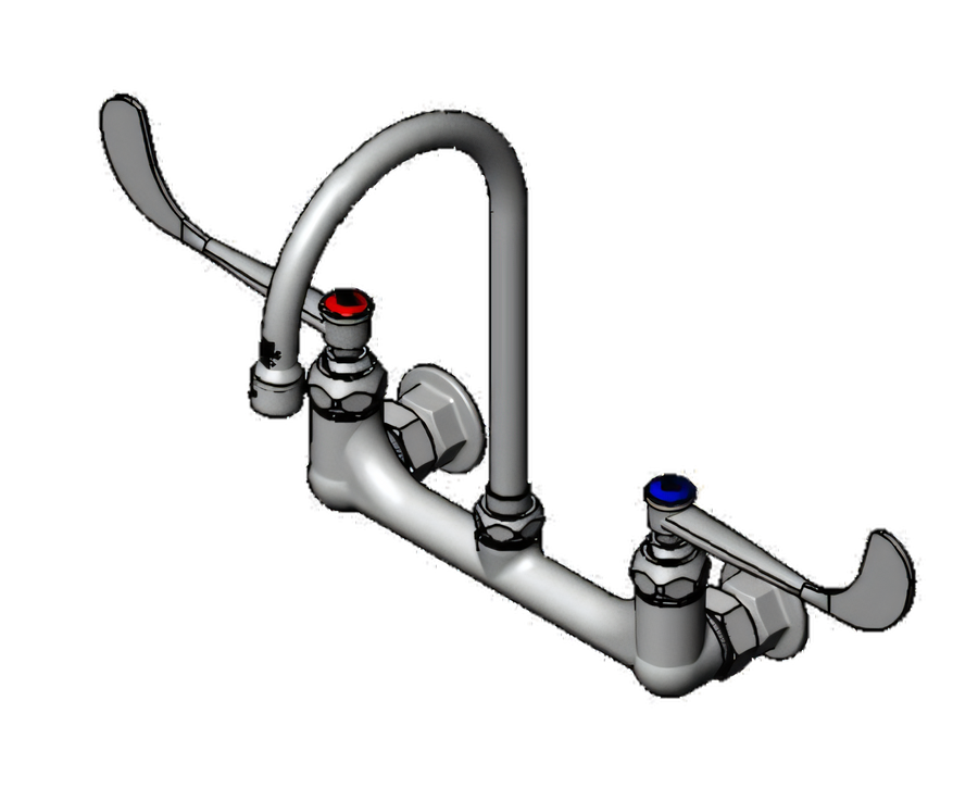 Product image #1 for T&S Brass B-0351 Wall-Mount Surgical Sink Mixing Faucet with 8-Inch Adjustable Centers and 5-3/4-Inch Gooseneck