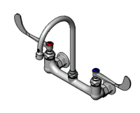 T&S Brass B-0351 Wall-Mount Surgical Sink Mixing Faucet with 8-Inch Adjustable Centers and 5-3/4-Inch Gooseneck