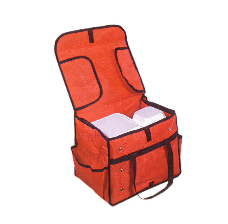 Product image #1 for Deluxe Red Nylon Sandwich Delivery Bag with 1 Compartment and Side Pockets, 15 x 9 x 12 Inch