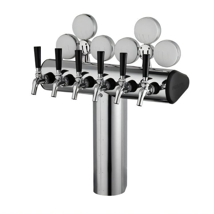 Product image #1 for Illuminated Winged Bridge Countertop Draft Tower, 8 Faucets, Polished Chrome, Glycol-Cooled