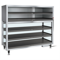 Hatco PDH-55T Electric Triple Shelf Heated Shelf Display Unit with Base and Overhead Heat, 9-Pizza Capacity