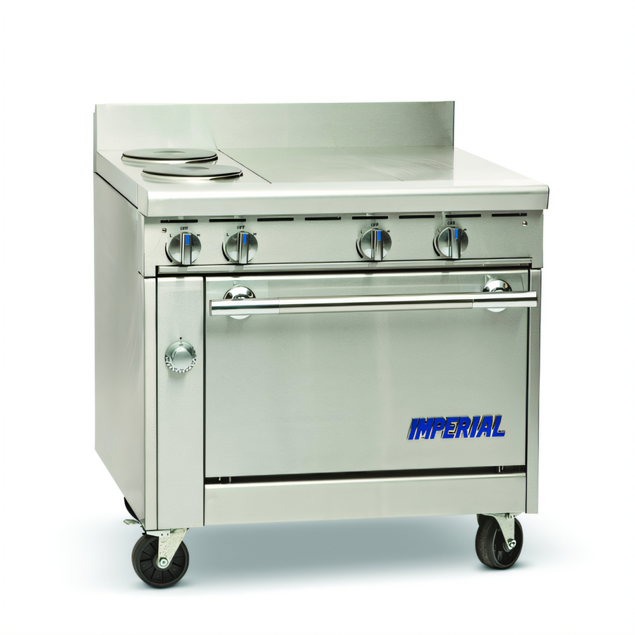Product image #1 for Imperial Spec Series 36-Inch Heavy Duty Gas Range with Two 18-Inch Hot Tops and Standard Oven