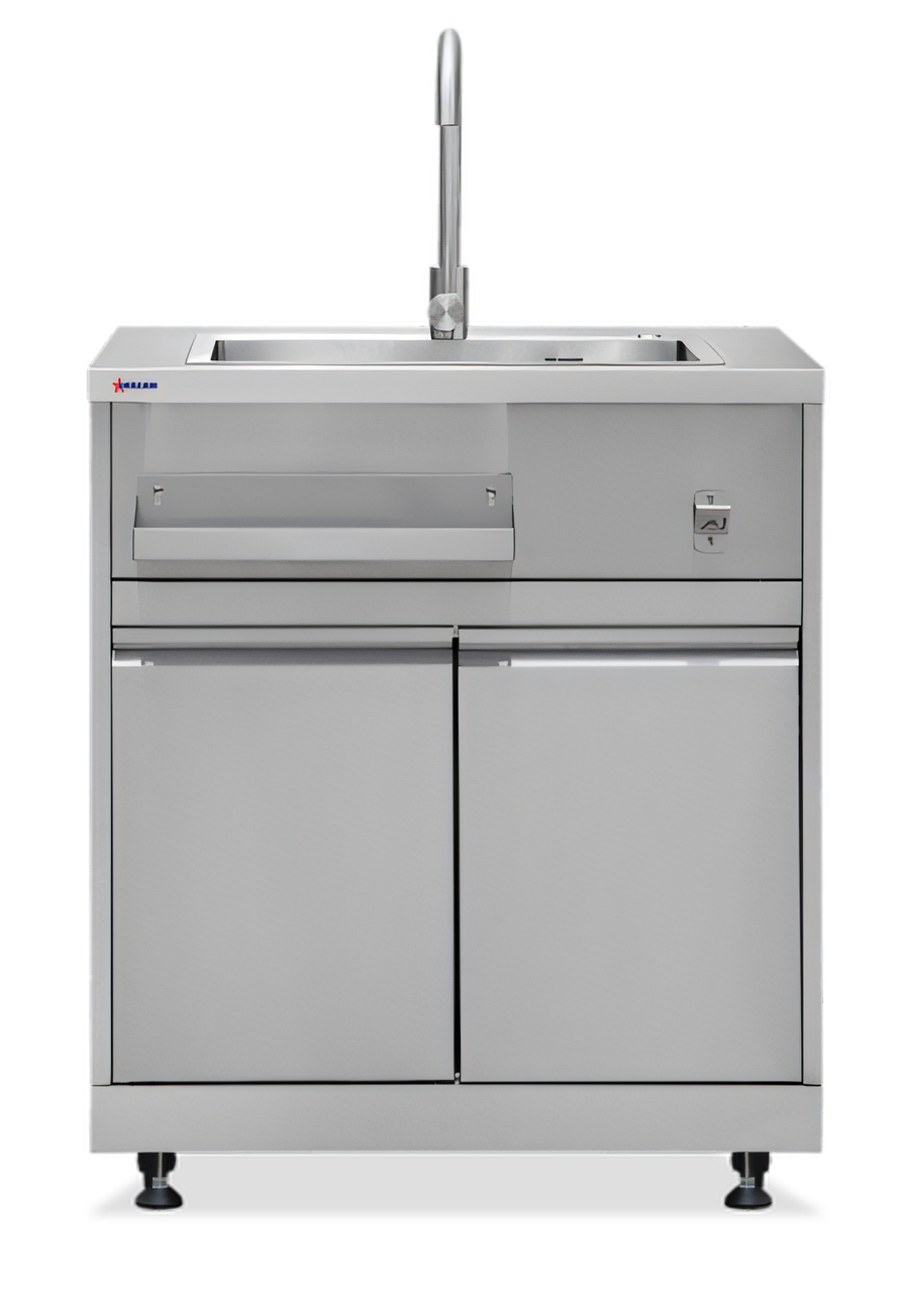 Product image #1 for 32-Inch Mobile Stainless Steel Single-Compartment Hand Sink with Faucet, Storage Cabinet and Casters